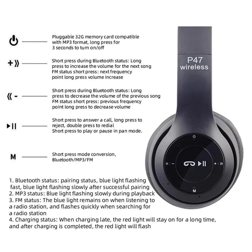 Auriculares estéreo P47, diadema - Imagen 4